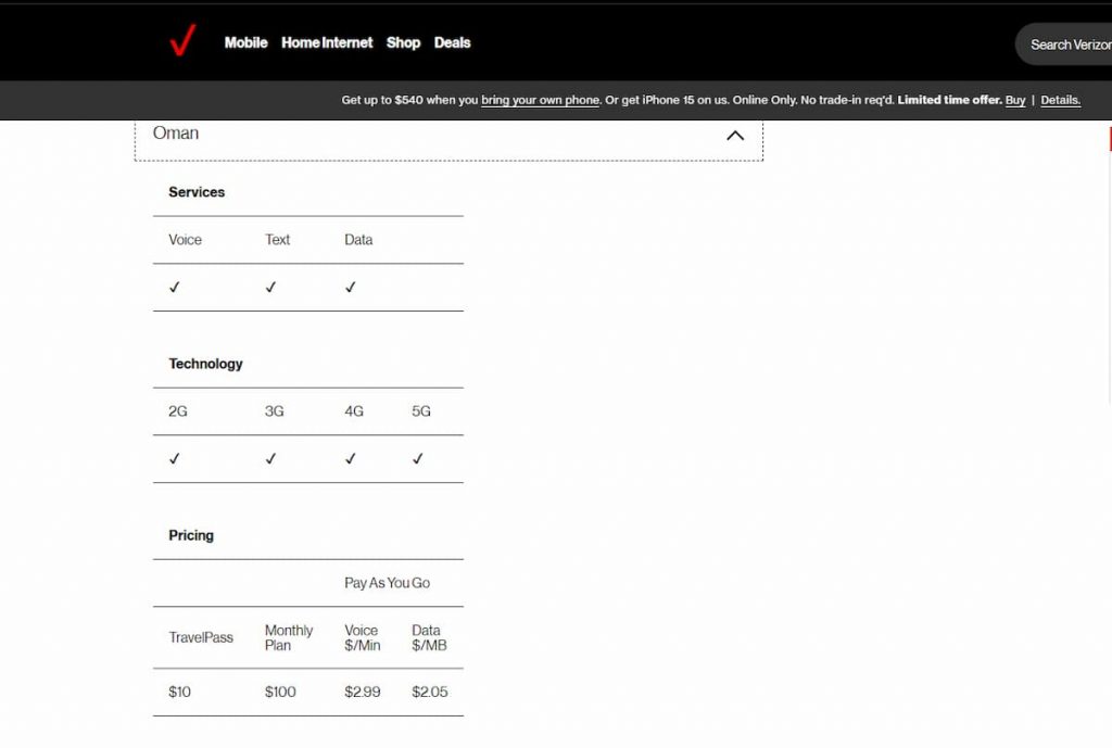 Verizon roaming charges checker